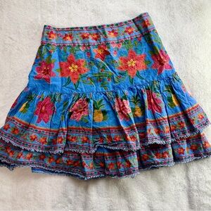 FARM Rio Multicolor Floral A-Line Skirt
